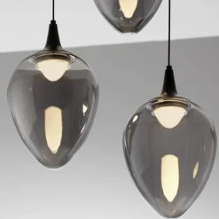 Lampadari Moderni-Selezionato da Mazzolaluce Lampadario moderno da salotto led 3000k 3 luci a sospensione vetro fume