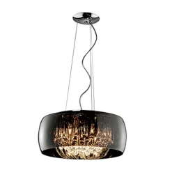 Lampadari Moderni-Selezionato da Mazzolaluce Lampadario moderno da salotto tondo con pendenti in vetro