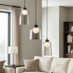 Lampadari Moderni-Selezionato da Mazzolaluce Lampadario moderno da soggiorno led 3000k in vetro