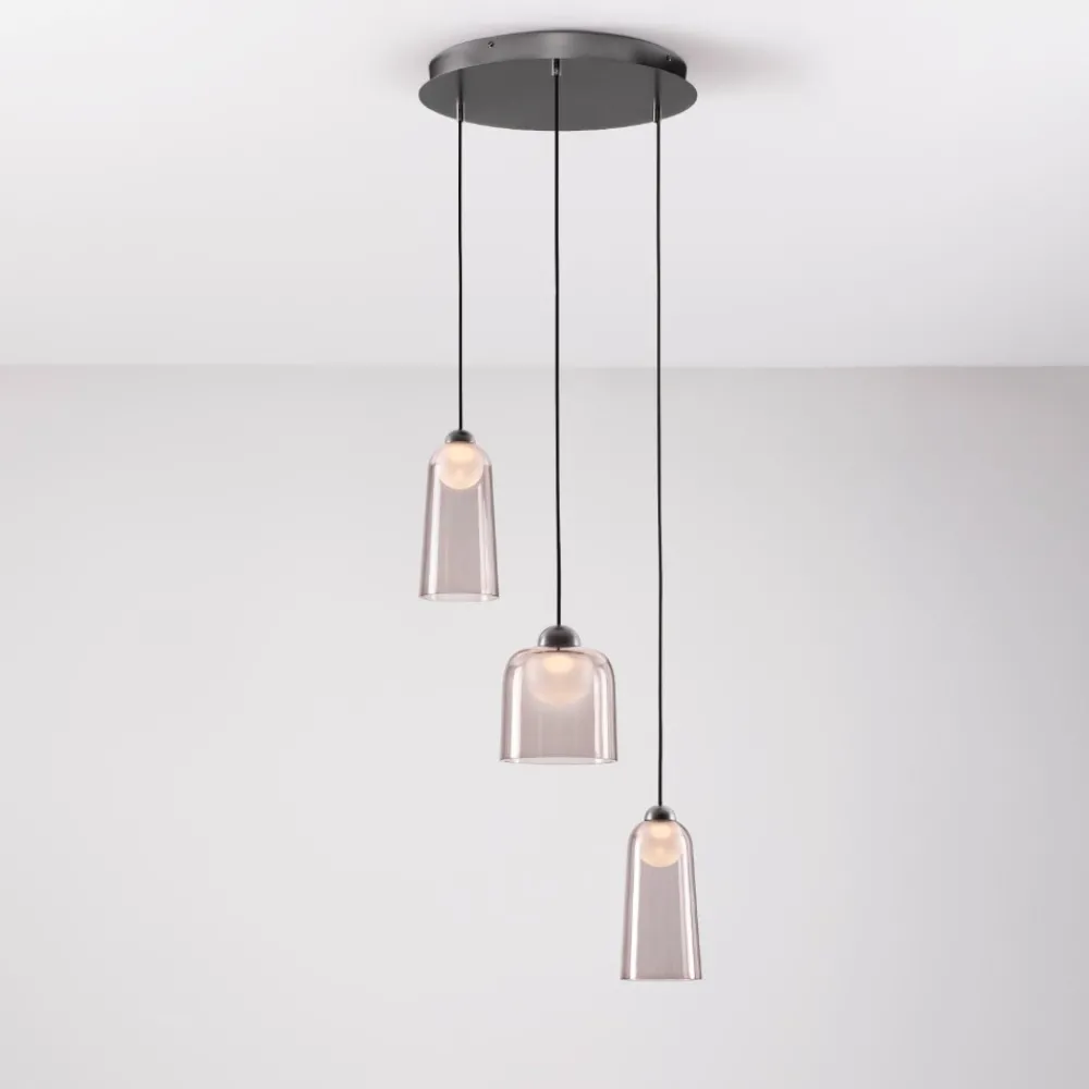 Lampadari Moderni-Selezionato da Mazzolaluce Lampadario moderno da soggiorno led 3000k in vetro