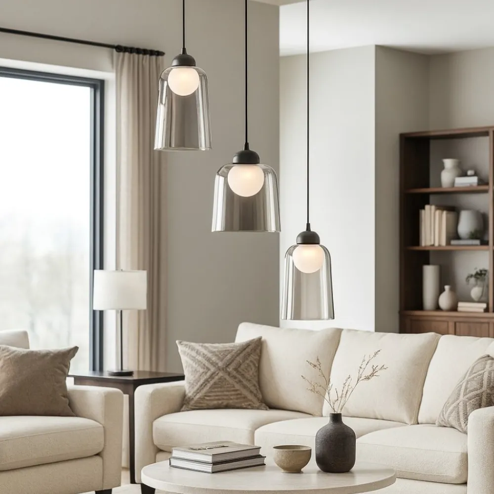 Lampadari Moderni-Selezionato da Mazzolaluce Lampadario moderno da soggiorno led 3000k in vetro