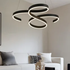 Lampadari Moderni-Selezionato da Mazzolaluce Lampadario moderno da soggiorno led 3000k dimmerabile antracite