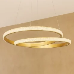Lampadari Moderni-Selezionato da Mazzolaluce Lampadario moderno design circolare oro led per soggiorno