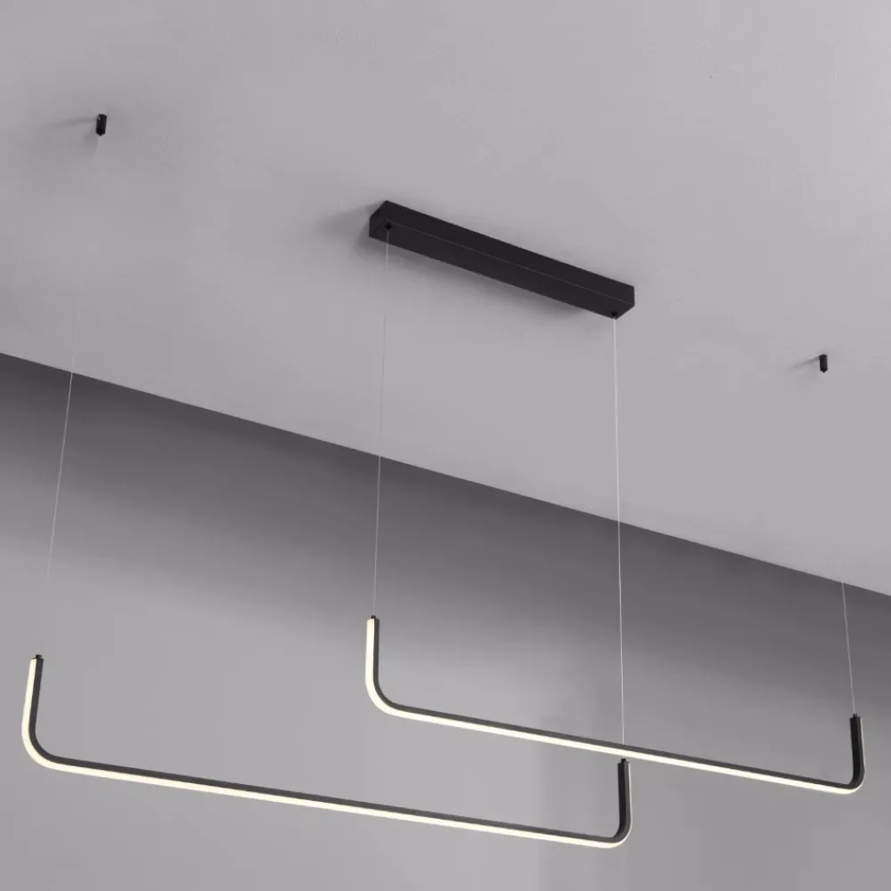 Lampadari Moderni-Selezionato da Mazzolaluce Lampadario moderno design nero per tavolo soggiorno led 40w 3000k