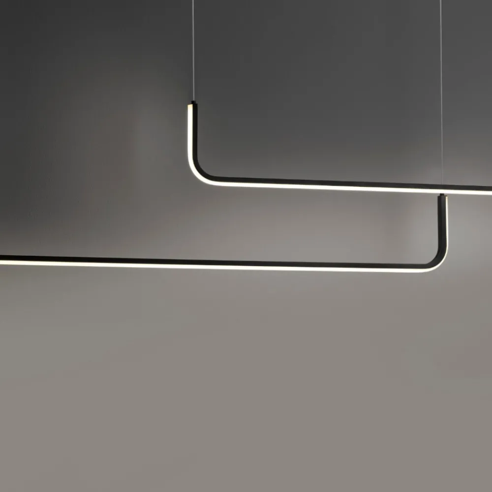 Lampadari Moderni-Selezionato da Mazzolaluce Lampadario moderno design nero per tavolo soggiorno led 40w 3000k