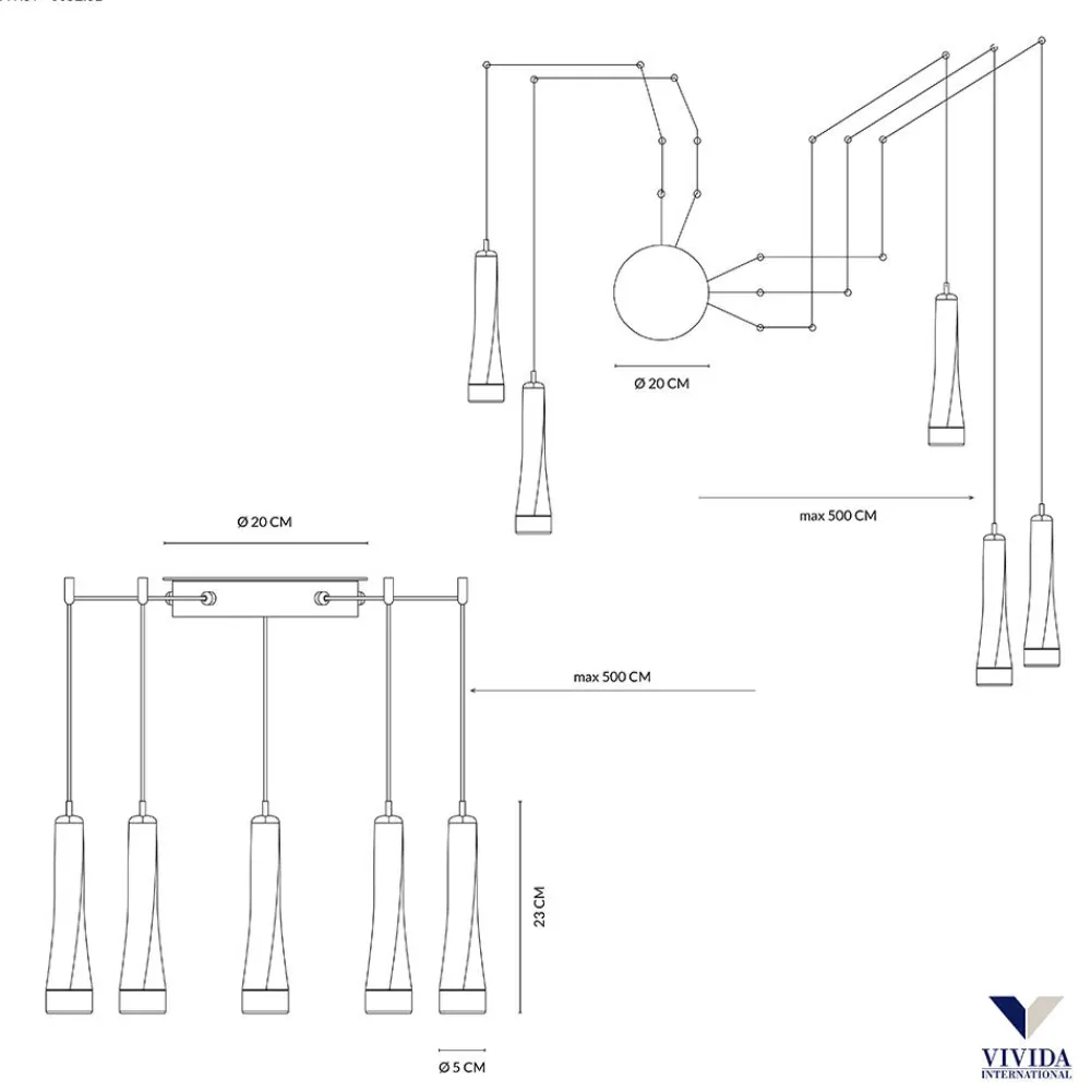 Lampadari Moderni-Vivida International Lampadario moderno design twist vivida nero led 18w 3000k