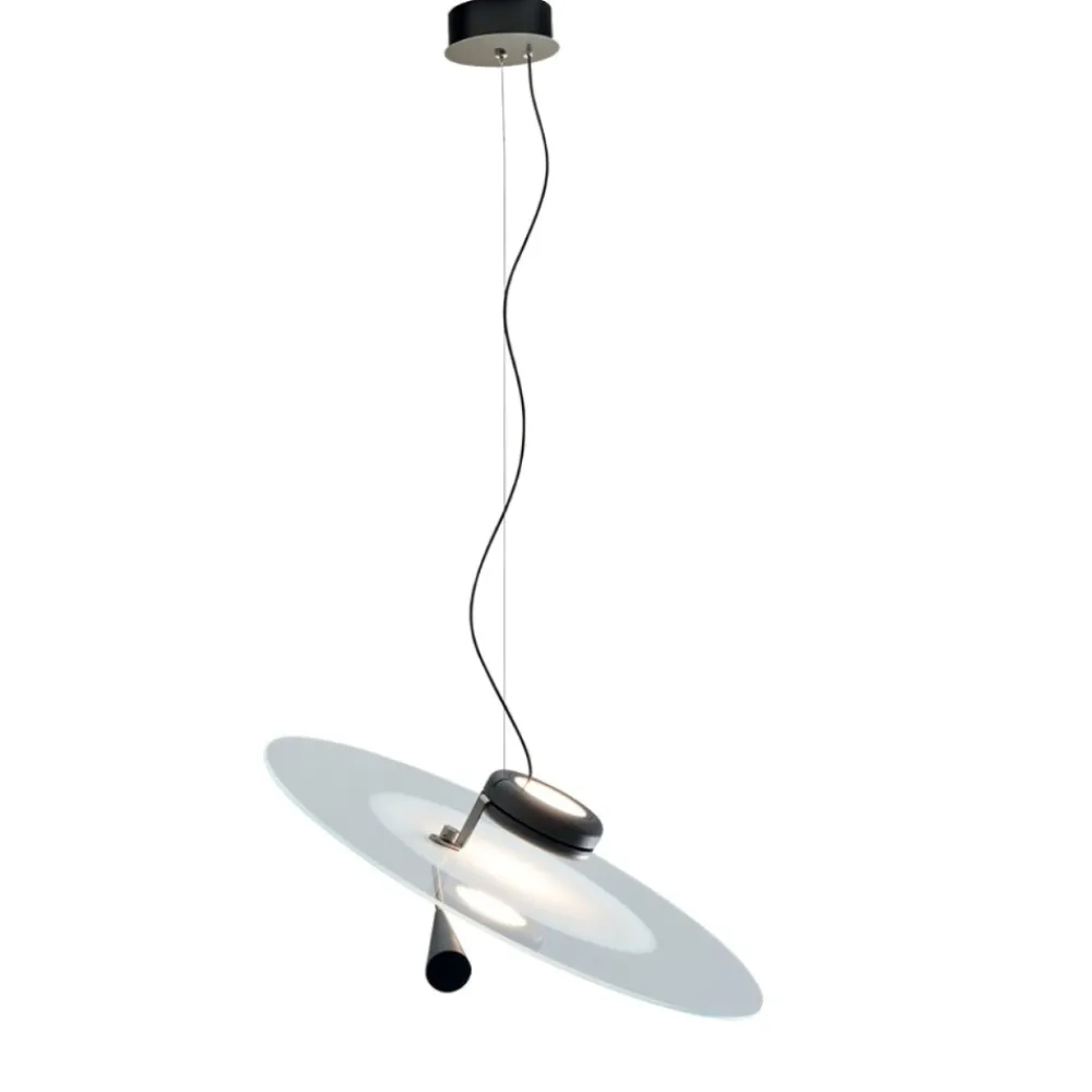 Lampadari Moderni-Stilnovo Lampadario moderno disco led cct nickel bascula