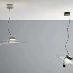 Lampadari Moderni-Stilnovo Lampadario moderno disco led cct nickel bascula