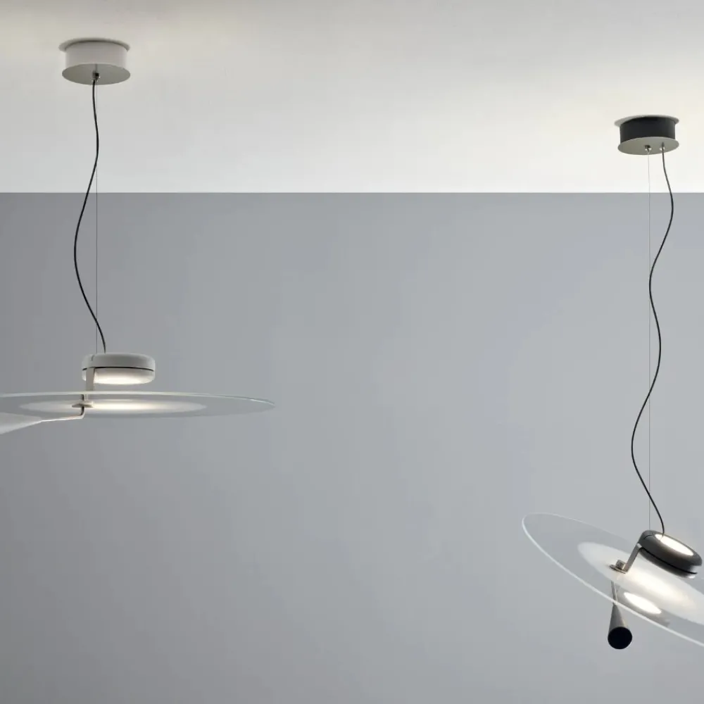 Lampadari Moderni-Stilnovo Lampadario moderno disco led cct nickel bascula