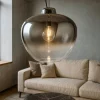 Lampadari Moderni-Perenz Illuminazione Lampadario moderno di vetro 50cm fume specchiato big bowl perenz