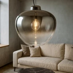 Lampadari Moderni-Perenz Illuminazione Lampadario moderno di vetro 50cm fume specchiato big bowl perenz