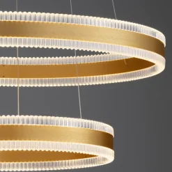 Lampadari Moderni-Selezionato da Mazzolaluce Lampadario moderno doppio anello oro led 3000k per salotto