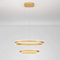 Lampadari Moderni-Selezionato da Mazzolaluce Lampadario moderno doppio anello oro led 3000k per salotto
