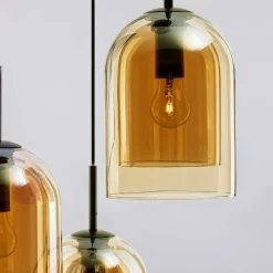 Lampadari Moderni-Selezionato da Mazzolaluce Lampadario moderno doppi vetri ambra trasparente