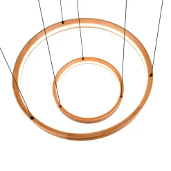 Lampadari Moderni-Selezionato da Mazzolaluce Lampadario moderno due anelli di legno naturale led dimmerabile