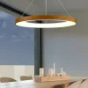 Lampadari Moderni-Selezionato da Mazzolaluce Lampadario moderno effetto legno 65cm led 2700k-5000k con telecomando app
