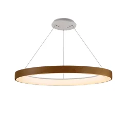 Lampadari Moderni-Selezionato da Mazzolaluce Lampadario moderno effetto legno 65cm led 2700k-5000k con telecomando app