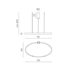 Lampadari Moderni-Gea Luce Lampadario moderno criseide led 3000k ovale nero 90cm