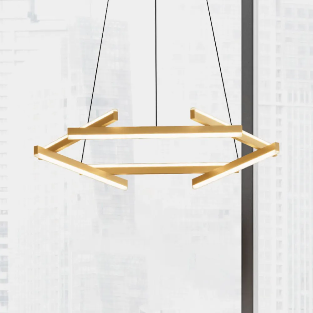 Lampadari Moderni-Selezionato da Mazzolaluce Lampadario moderno geometrico led 3000k oro dimmerabile