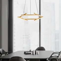 Lampadari Moderni-Selezionato da Mazzolaluce Lampadario moderno geometrico led 3000k oro dimmerabile