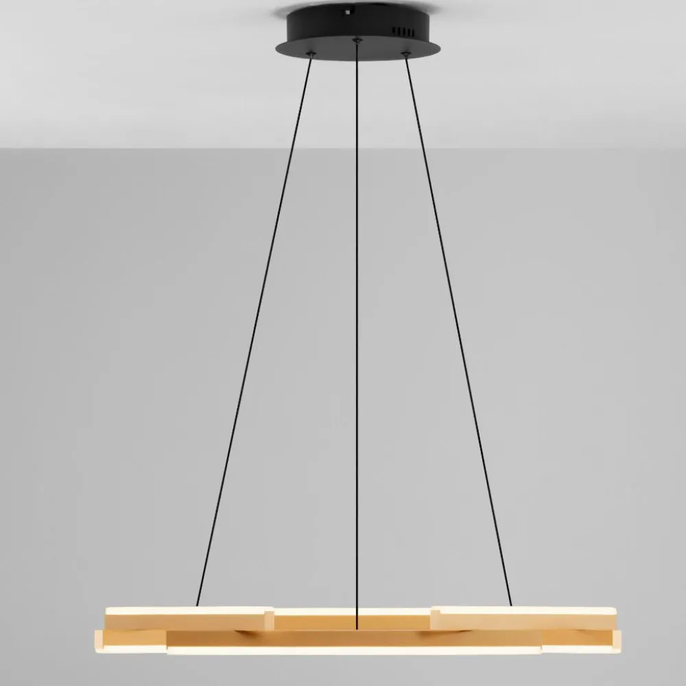 Lampadari Moderni-Selezionato da Mazzolaluce Lampadario moderno geometrico led 3000k oro dimmerabile