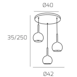 Lampadari Moderni-Top Light Lampadario moderno grappolo 3 vetri trasparente ambra