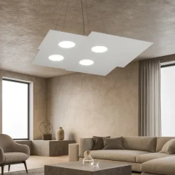 Lampadari Moderni-Top Light Lampadario moderno grigio design per ufficio toplight plate