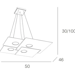 Lampadari Moderni-Top Light Lampadario moderno grigio design per ufficio toplight plate