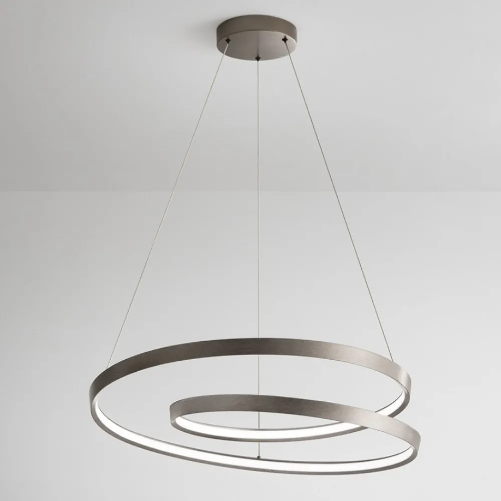 Lampadari Moderni-Perenz Illuminazione Lampadario moderno grigio led 70w cct per salotto ritmo perenz