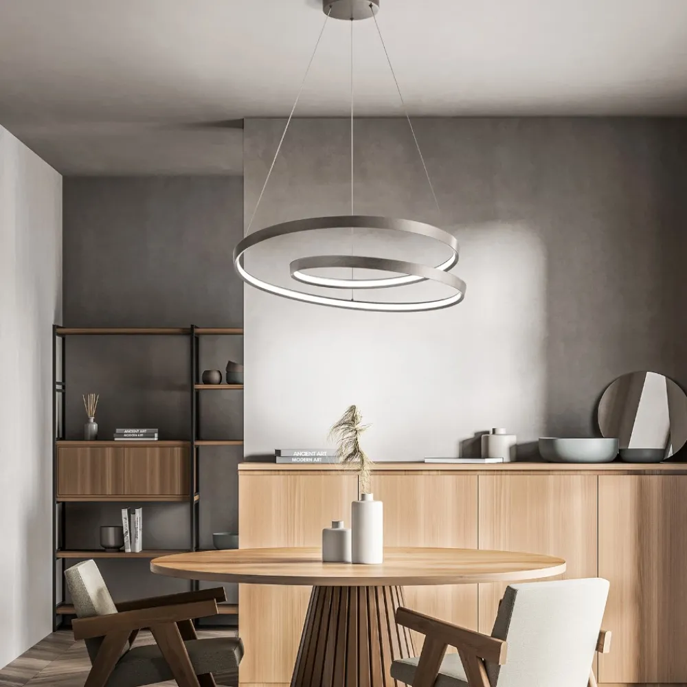 Lampadari Moderni-Perenz Illuminazione Lampadario moderno grigio led 70w cct per salotto ritmo perenz