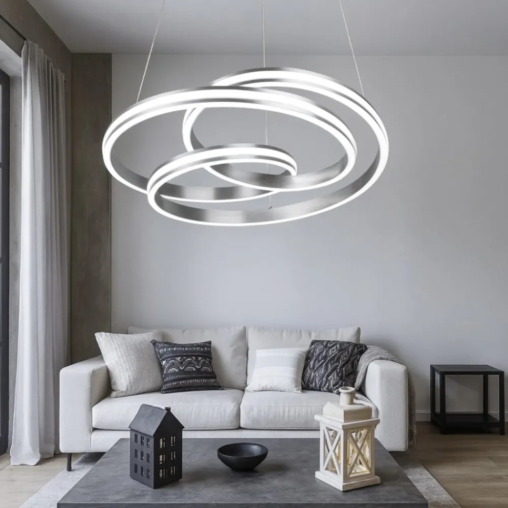 Lampadari Moderni-Selezionato da Mazzolaluce Lampadario moderno grigio led 60w dimmerabile design
