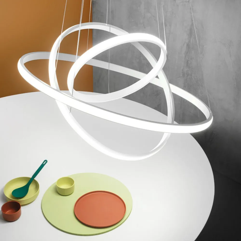 Lampadari Moderni-Gea Luce Lampadario moderno iole s3 bianco cerchi led 62w 3000k
