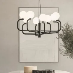 Lampadari Moderni-Ondaluce Lampadario moderno jeppy nero bocce vetro bianco