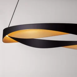 Lampadari Moderni-Selezionato da Mazzolaluce Lampadario moderno led cerchio design nero oro moderna
