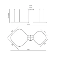 Lampadari Moderni-Gea Luce Lampadario moderno led 3000k criseide nero doppio diffusore
