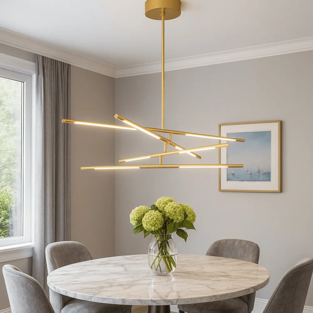 Lampadari Moderni-Selezionato da Mazzolaluce Lampadario moderno led 3000k dimmerabile ottone minimalista
