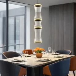 Lampadari Moderni-Selezionato da Mazzolaluce Lampadario moderno led tubolare nero vetro trasparente