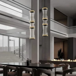 Lampadari Moderni-Selezionato da Mazzolaluce Lampadario moderno led tubolare nero vetro trasparente