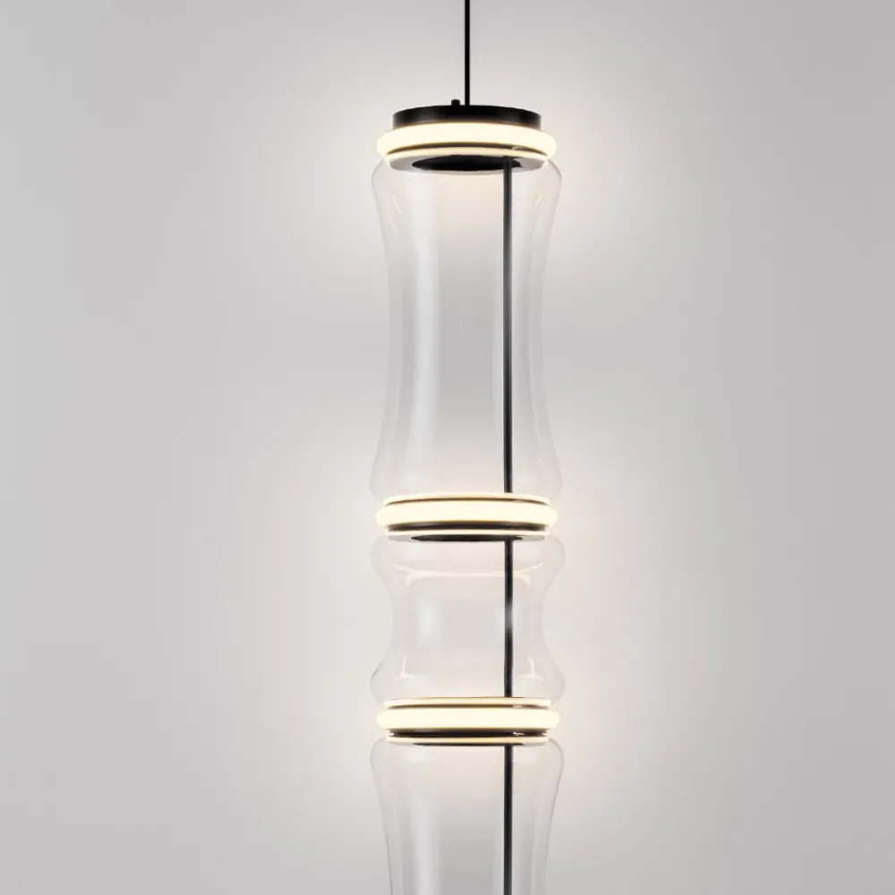 Lampadari Moderni-Selezionato da Mazzolaluce Lampadario moderno led tubolare nero vetro trasparente