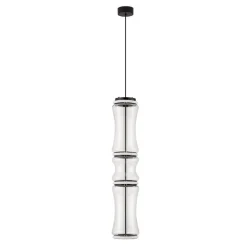 Lampadari Moderni-Selezionato da Mazzolaluce Lampadario moderno led tubolare nero vetro trasparente