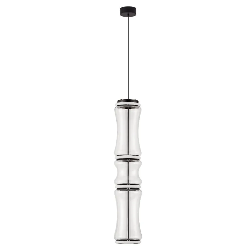 Lampadari Moderni-Selezionato da Mazzolaluce Lampadario moderno led tubolare nero vetro trasparente