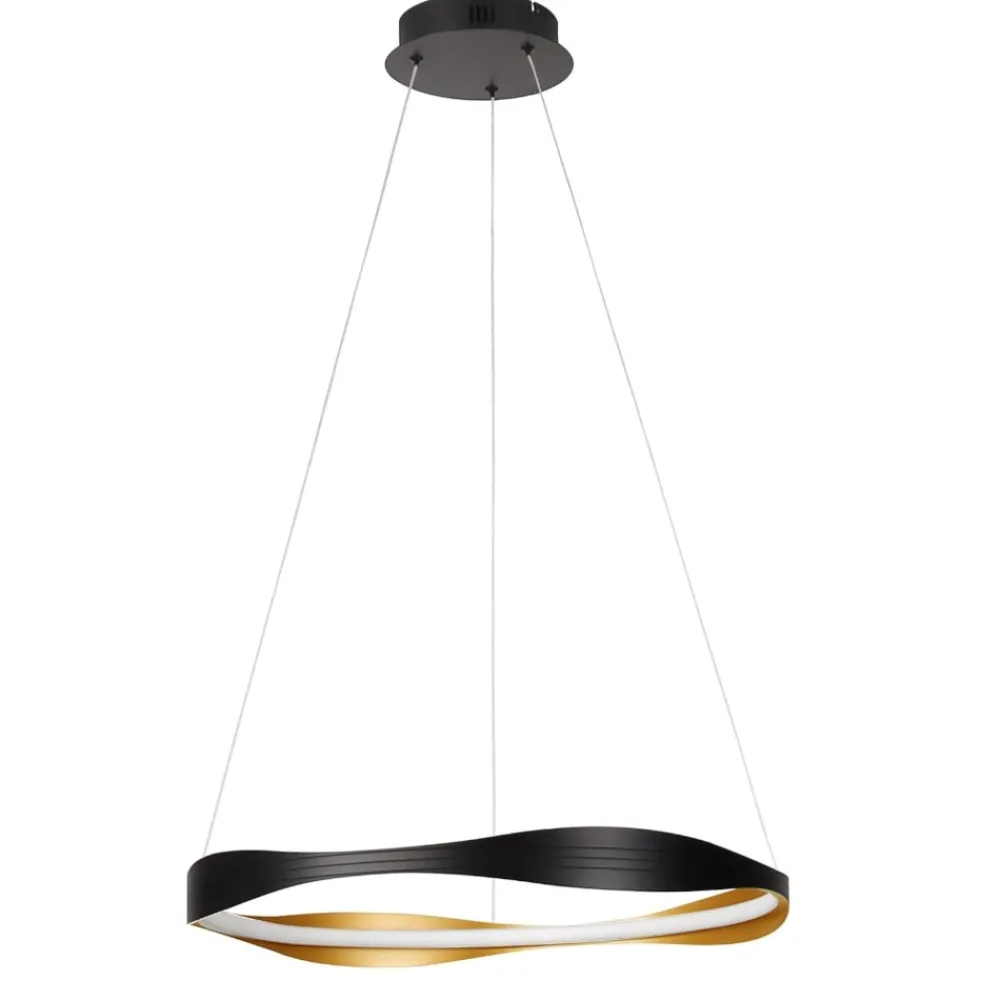 Lampadari Moderni-Selezionato da Mazzolaluce Lampadario moderno led 32w da 2700k a 5000k nero oro per soggiorno