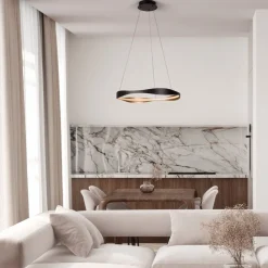 Lampadari Moderni-Selezionato da Mazzolaluce Lampadario moderno led 32w da 2700k a 5000k nero oro per soggiorno