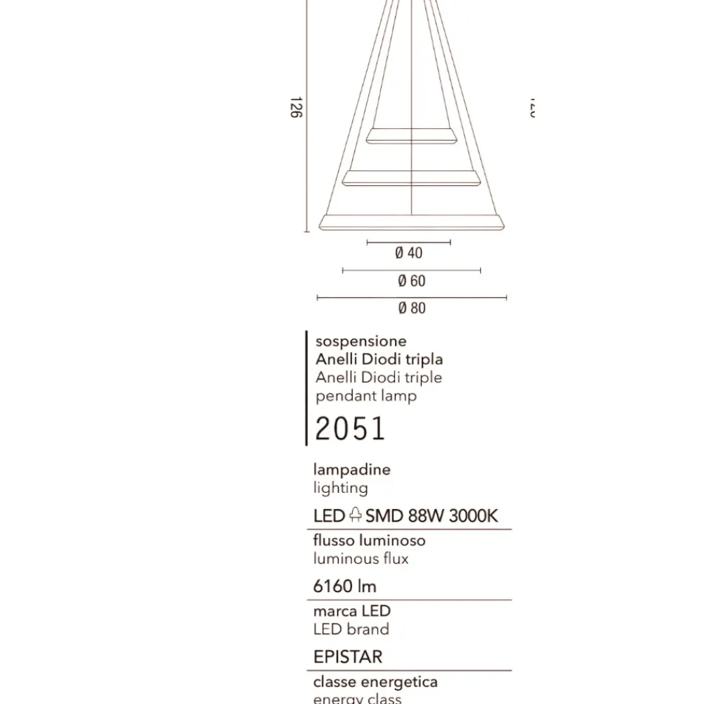 Lampadari Moderni-Affralux Lampadario moderno led 102w 3200k anelli diodi