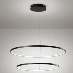 Lampadari Moderni-Affralux Lampadario moderno led 58w 3200k cerchi nero aluring