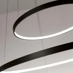Lampadari Moderni-Affralux Lampadario moderno led 58w 3200k cerchi nero aluring