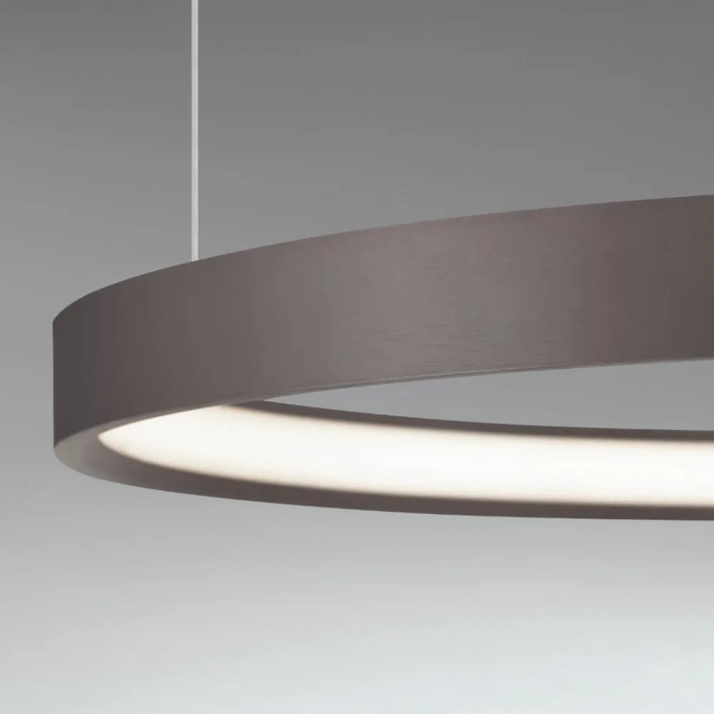 Lampadari Moderni-Selezionato da Mazzolaluce Lampadario moderno led 40w 3000k cerchio marrone spazzolato