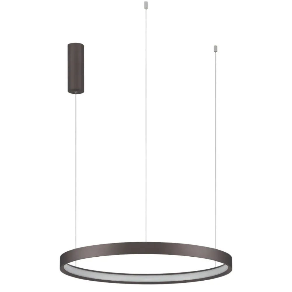 Lampadari Moderni-Selezionato da Mazzolaluce Lampadario moderno led 40w 3000k cerchio marrone spazzolato