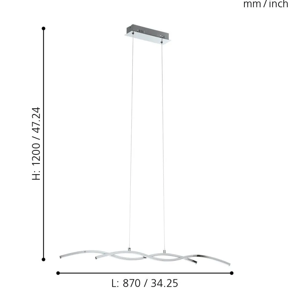 Lampadari Moderni-Eglo Lampadario moderno led 20w 3000k cromato per soggiorno lasana