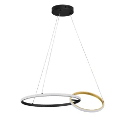 Lampadari Moderni-Selezionato da Mazzolaluce Lampadario moderno led 36w 3000k dimmerabile nero oro moderna